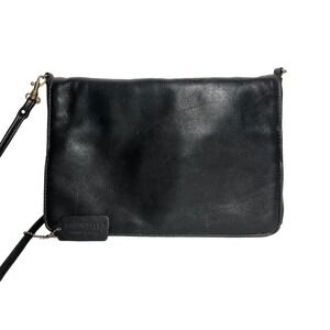 Vtg Y2K Black Leather Shoulder Bag 2000s Cabin Creek Flap Purse SCRATCHED